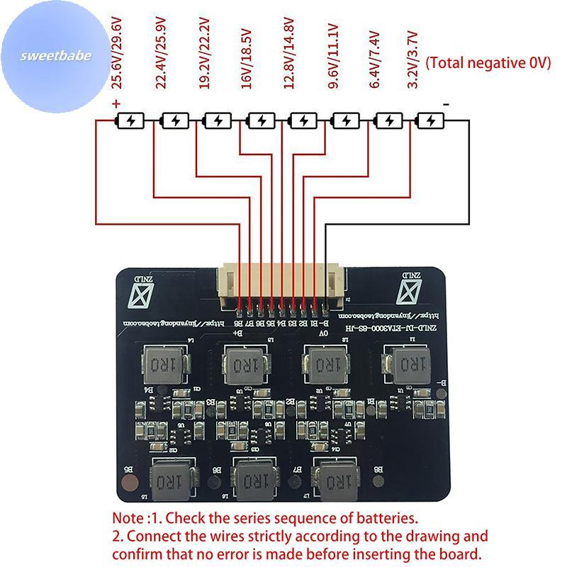 SEBABE BMS 2S-8S 1.2A Balance Board Lifepo4 LTO Active Equalizer Balancer Energy Transfer Board BMS 