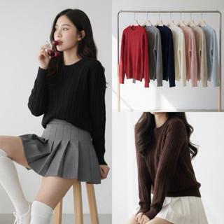 Chili Koko เสื้อถักคอกลมสไตล์ย้อนยุคสำหรับผู้หญิง นุ่มและเป็…