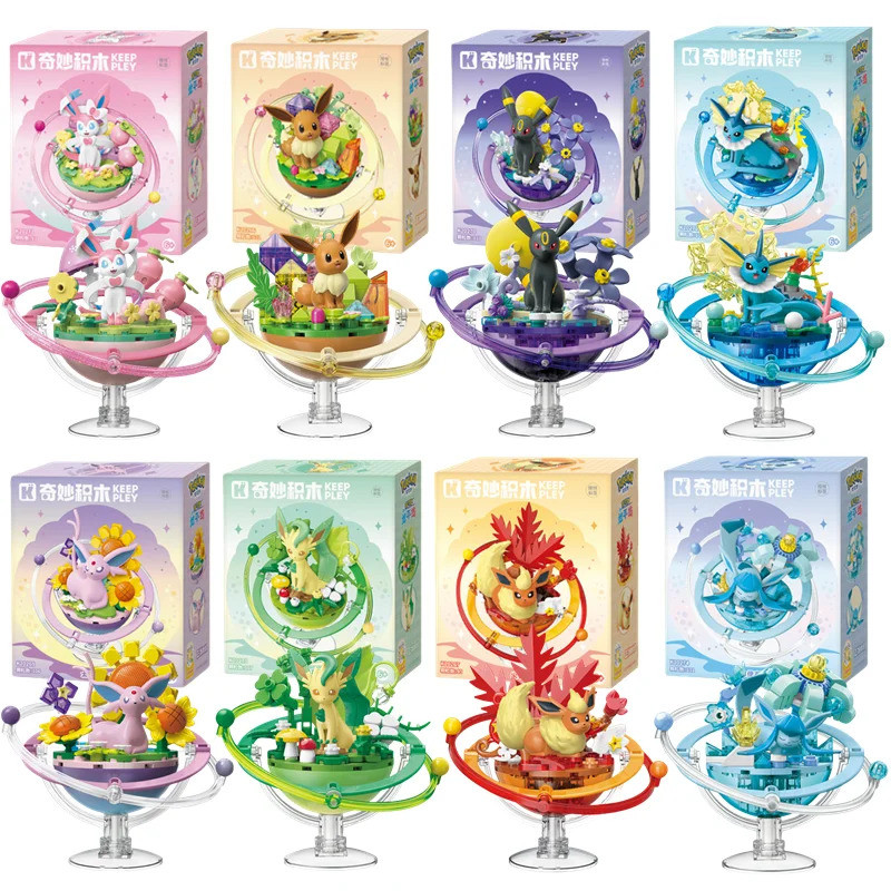 Keeppley Pokemon Eeveeolution Figure Set: Sylveon Umbreon Espeon Vaporeon, Pocket Monster Model Kids Gift