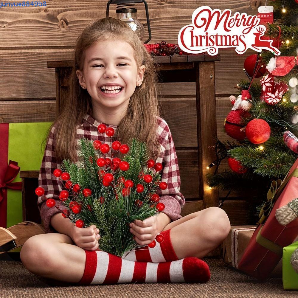 RADIX ประดิษฐ์ Norfolk สาขาสน, สีแดงปลอม Berry Handcraft เข็มสนคริสต์มาส, สมจริง DIY พวงหรีด Elegant จําลองเข็มสนเดสก์ท็อปห้องนั่งเล่นตกแต่ง