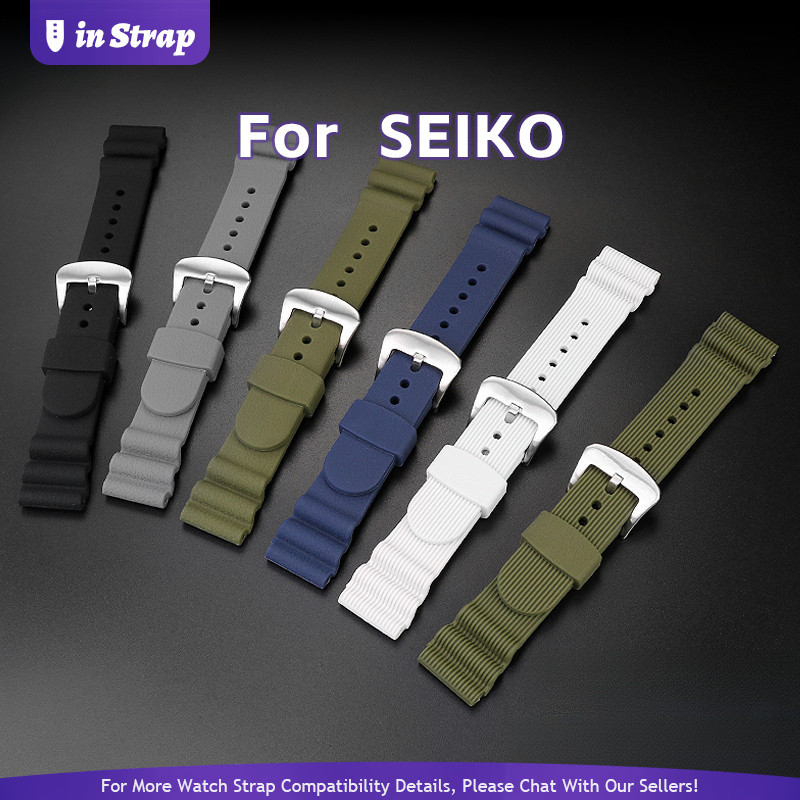 ใช้กับ SEIKO PROSPEX Turtle Peppsi SRPA21J1 22mm Blue Red Bezel สายนาฬิกายางนุ่มสไตล์ Comfort Fit