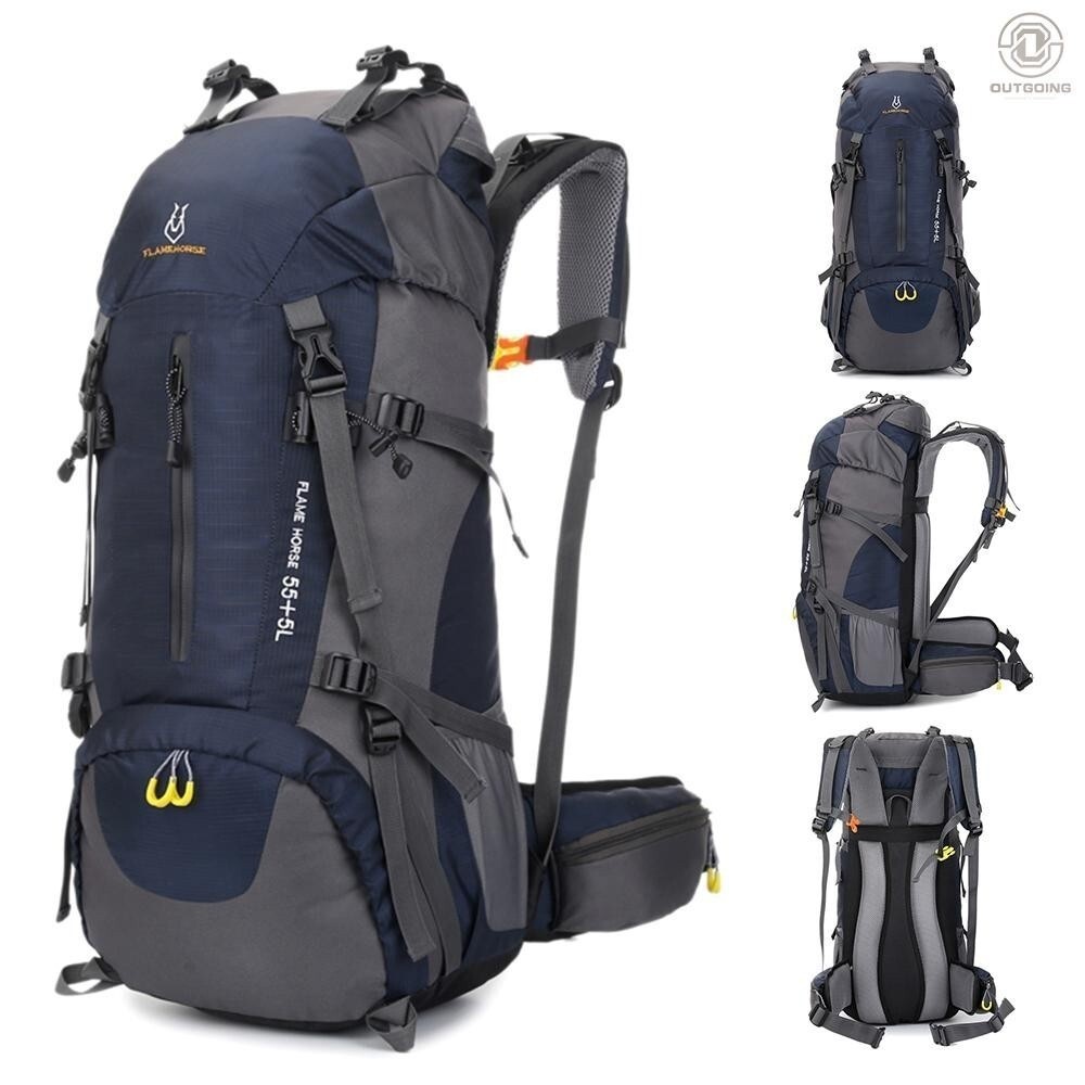 60L Hiking Backpack Waterresistant Outdoor Sport Trekking Mountaineering Travel Backpack with Shoe
