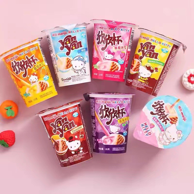 Meiji Meiji Xinxin Cup Dipping Sauce Finger Biscuits Strawberry Milk Flavour Bars Biscuits Childrens