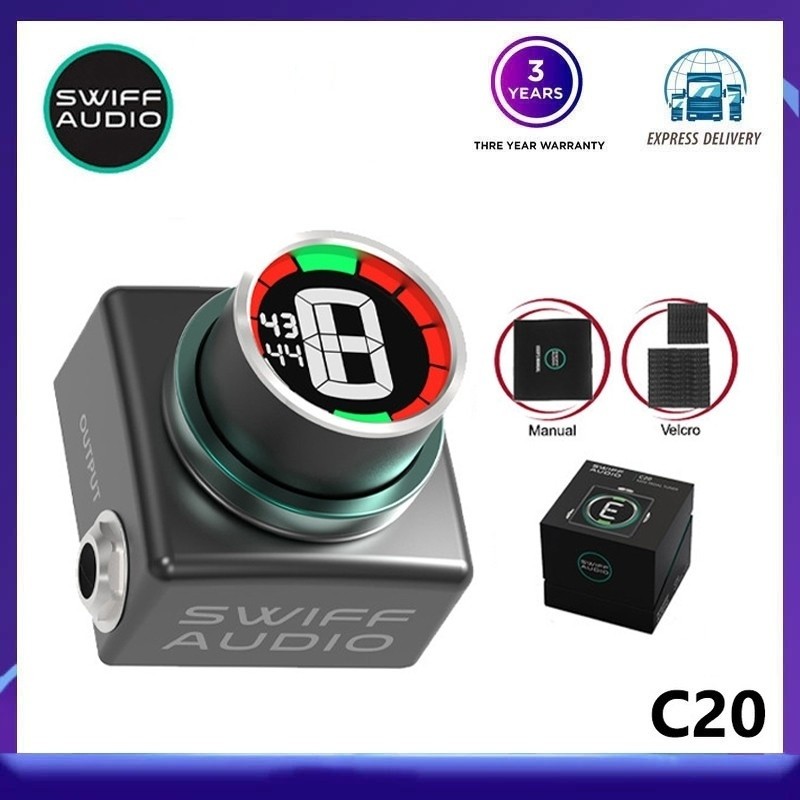 C20 Innovative Mini Pedal Tuner for Chromatic Guitar Bass Tuning HD LED Display Adjustable A4 Range 