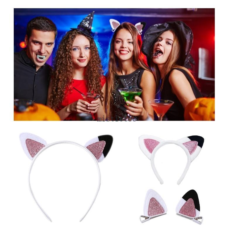 MIS Furry Plush Cat Ear Headband สําหรับผู้หญิงลูกแมวคลิปผมล้างหน้าคอสเพลย์แถบคาดศีรษะบทบาทเล่น Part