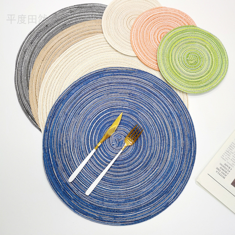 ผ้าปูโต๊ะแต่ละรอบ Placemat สําหรับตารางรอบทอไวนิลลื่นห้องครัวบนโต๊ะอาหาร Coaster ตกแต่ง