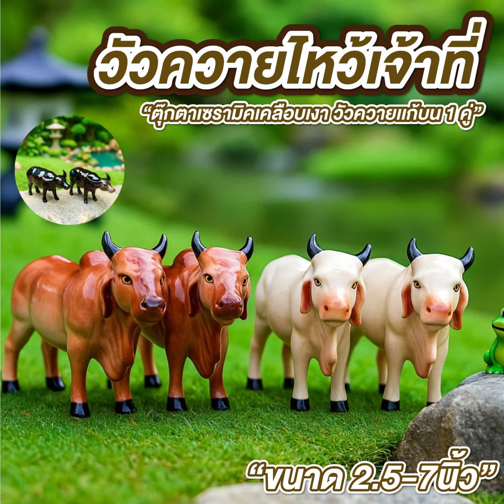 วัวปลอม ควายแก้บน วัวควายไหว้เจ้าที่ ขนาด 2.5-7น. แพ็คคู่ เครื่องตั้งศาล บริวาร ศาลตายาย ศาลพระภูมิ