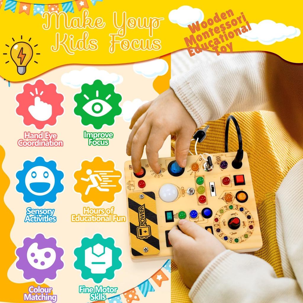 RichBoy Busy Board Toddler Toys Montessori Toys for 1-3 Year Old Boy Girl Birthday Gift for Grandkid