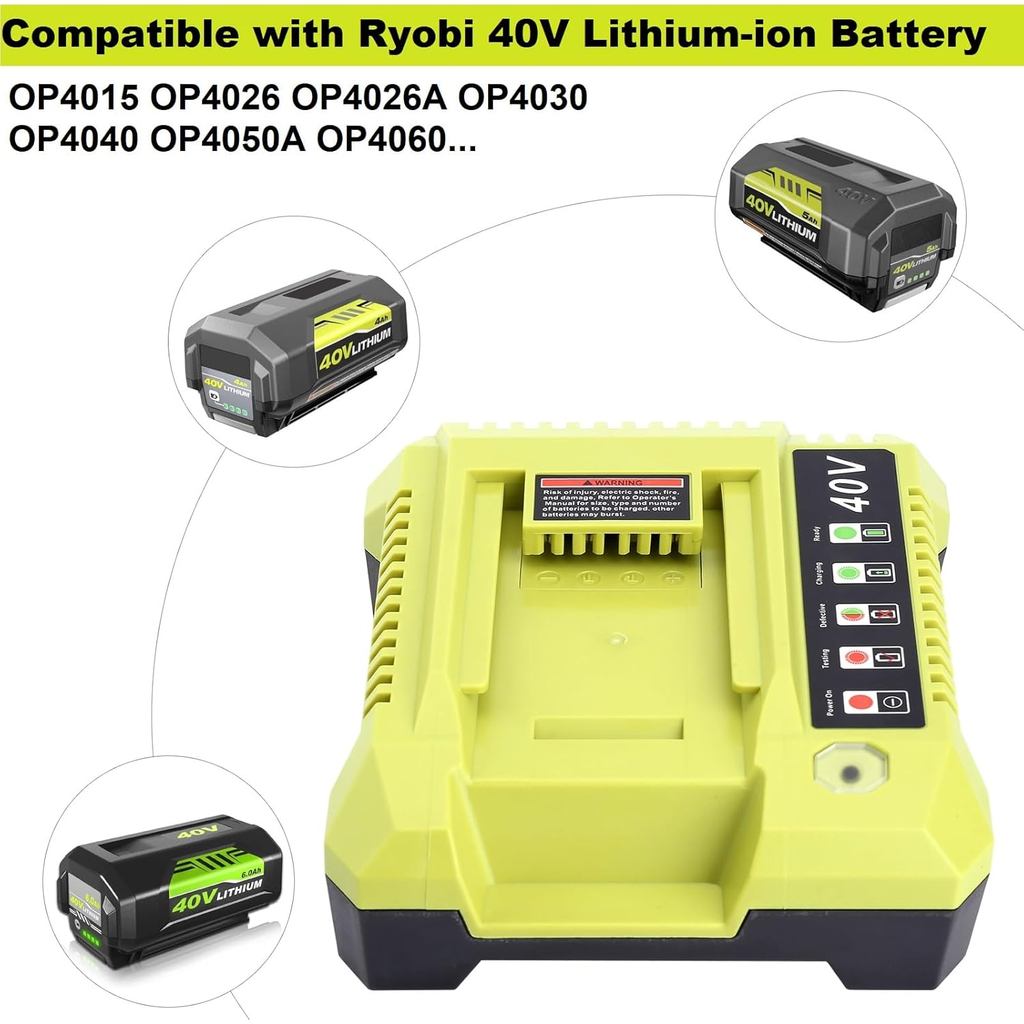 Replacement for Ryobi 40V Battery Charger, OP401 Charger Compatible with Ryobi 40V Lithium Battery O