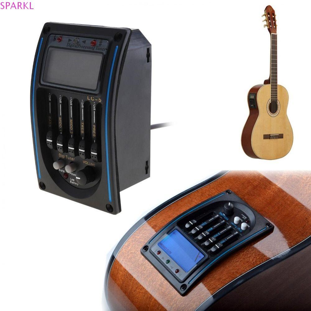 SPARKLENOVA Band กีต้าร์โปร่ง Preamp, 5 Band EQ Equalizer Guitar Tuner System, Volume Control Digita