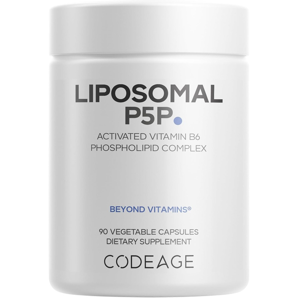 Codeage อาหารเสริม Liposomal P5P – วิตามินบี 6 เช่น Pyridoxal-5– ฟอสเฟต – จัดส่ง Liposomal – Active 
