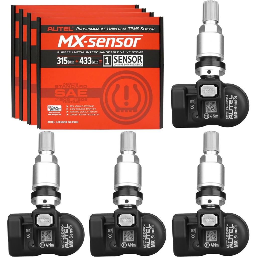 Autel MaxiTPMS MX Sensor 4pcs Pack ก้านโลหะ 315/433MHz TPMS Universal เซ็นเซอร์ยาง Programmed โดย TP