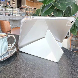 เคสแท็บเล็ต Samsung แบบพับได้รูปตัว Y เหมาะสำหรับTab S10 Lite A11+/S9/S9+/S10+/S8+/S7+/A9พร้อมช่องใส่ปากกา ฝาหลังโปร่งใส