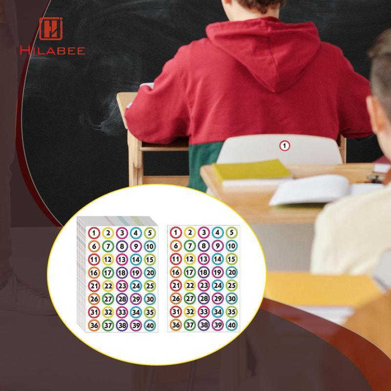 [UsusexaMY] 50x Number Stickers Dot Stickers Round Colourful 1-40 Consecutive Number Labels for Bins