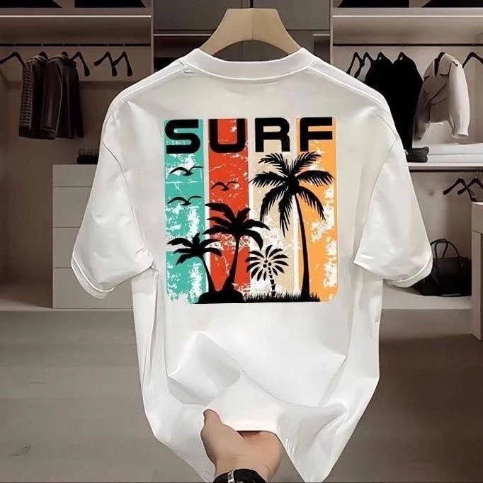 เสื้อยืดแขนสั้นคอกลม ลายดอกไม้ SURFF ผ้าคอตตอน ใส่ได้ทั้งชายหญิง