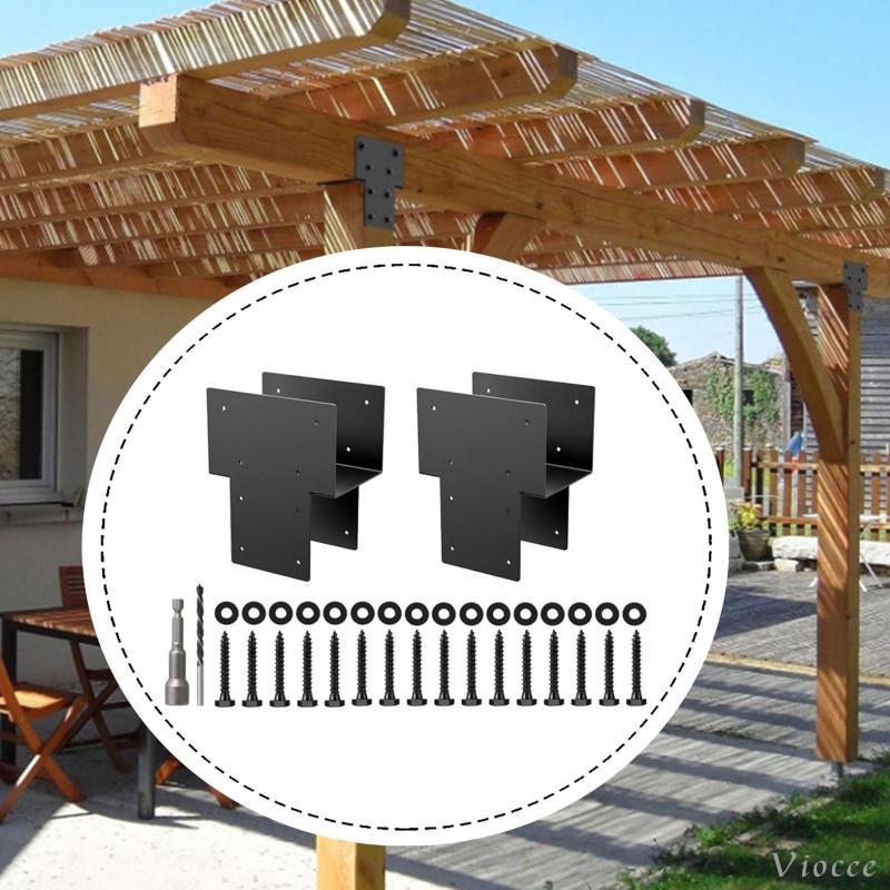 [Viocee] 2x Post Caps Tie Brackets Assembly Supporting Connecting Heavy Duty Pergola Brackets Beam T