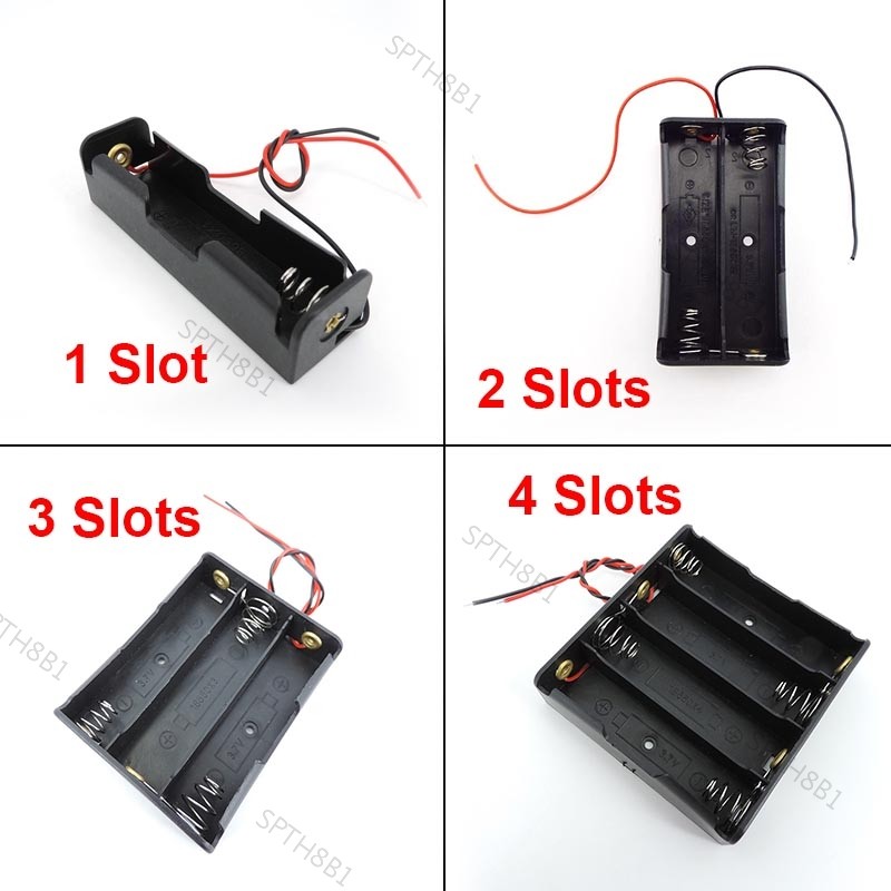 5pcs แบตเตอรี่กล่อง 1/2/3/4 ช่องพอร์ต AA 2AA 3AA 4AA 1.5v 3v 4.5v 6v ผู้ถือ 3Xaa 2xaa aa พร้อมตะกั่ว