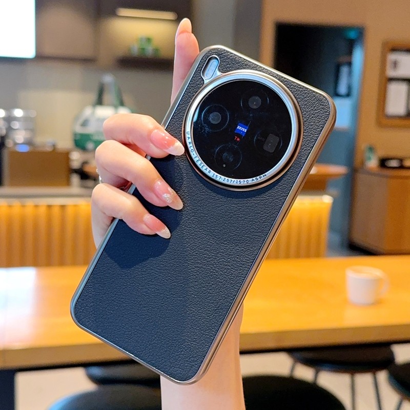 สําหรับ VIVO X300 Pro, X300 กรณี ELVEV Lichey รูปแบบ PU หนังสีบริสุทธิ์ Electroplated กันกระแทกฝาครอบโทรศัพท์