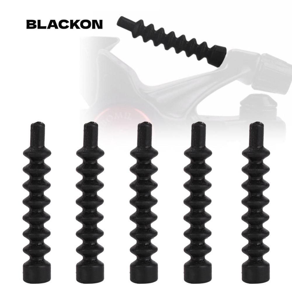 BLACKON 5ชิ้น ฟังก์ชันติดตั้งง่ายสำหรับจักรยาน, ฝาครอบสายเบรค V-boot สีดำ ทนทานและกันน้ำ