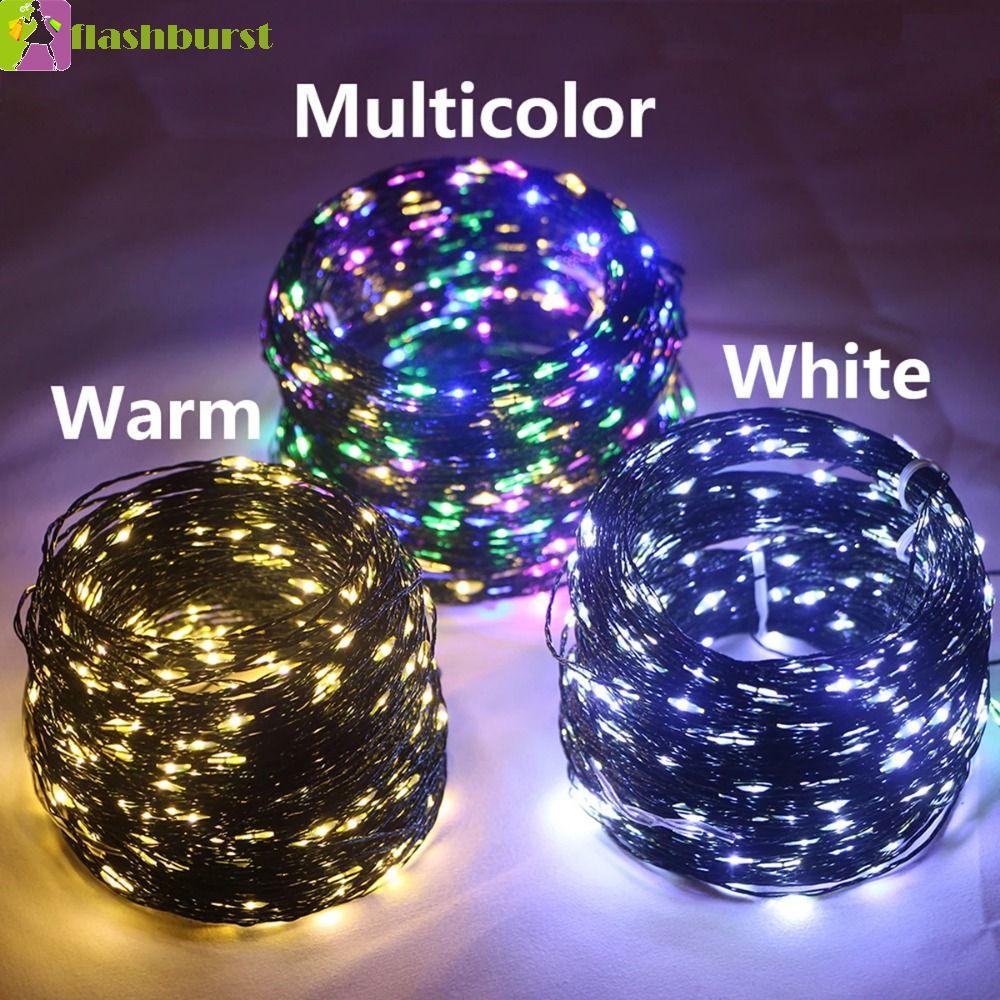 FLASHBURST ไฟคริสต์มาส, ไฟ LED ต้นคริสต์มาสหลากสี 100/200, ไฟนางฟ้ากันน้ําลวดทองแดงสีเขียวพร้อมรีโมทคอนโทรลไฟ LED String ตกแต่งงานแต่งงาน