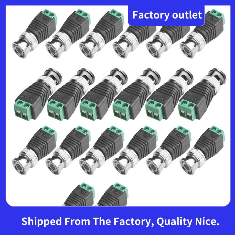BNC ชาย Balun Connector 20 ชิ้น Coaxial Cat5 ถึง BNC ชายสําหรับกล้องวงจรปิดการเฝ้าระวังกล้องวิดีโอ B