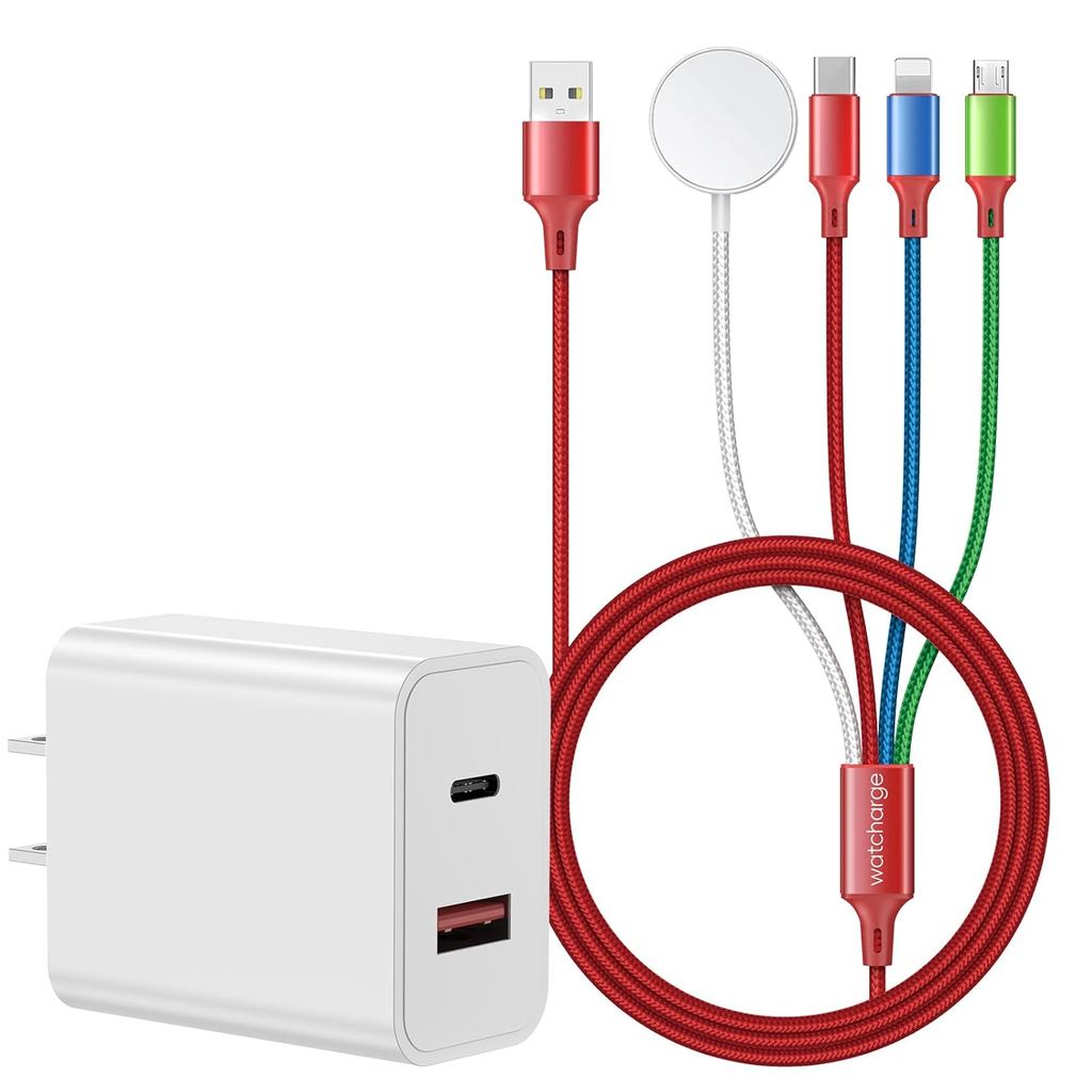 4 in 1 อัพเกรดสําหรับเครื่องชาร์จนาฬิกาพร้อม USB C/A PD20W Charger Block Fast Watch ชาร์จใช้งานร่วมก