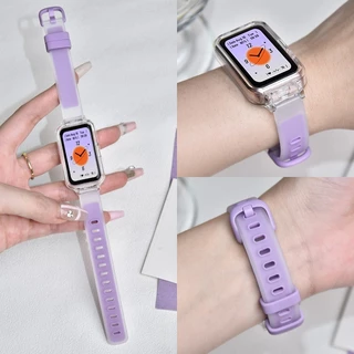 สายซิลิโคนสําหรับ Huawei Band 11/11pro/10/9/8/7/6/6pro แฟชั่นสําหรับ Honor band 10 9 7 6 โปร่งแสง Two-tone สร้อยข้อมือสายรัดข้อมือ