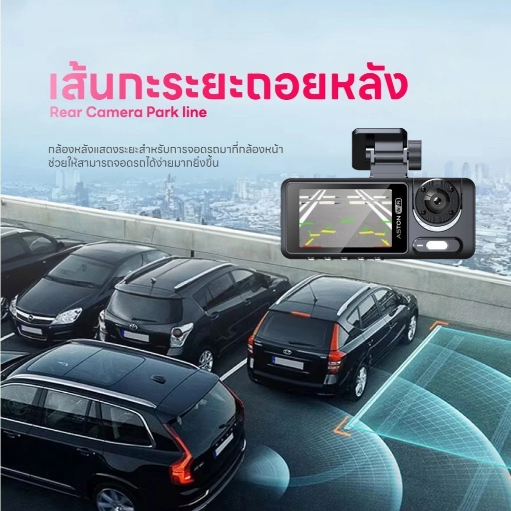 [โปร1แถม1] กล้องติดรถยนต์ 3 กล้อง Aston Triple Wifi ความชัด FHD หน้า-หลัง-ในรถ บันทึกขณะจอด24ชม บันทึกวนซ้ำ ประกัน 1ปี thumbnail 7