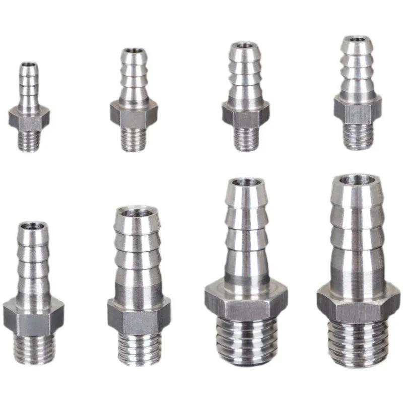 M12 M14 M16 เมตริกชาย x 6-12 มม.ท่อ Barb จุกนม 304 สแตนเลสประปาอะแดปเตอร์สําหรับน้ํามันน้ําแก๊ส