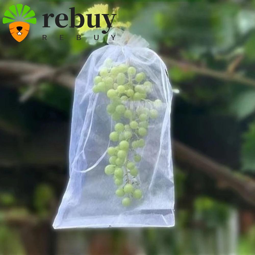 REBUY 100 ชิ้นองุ่นผลไม้เติบโตกระเป๋า,Breathable ผักสีขาวถุงป้องกัน,มัลติฟังก์ชั่ Generic ตาข่ายผลไม้กระเป๋าสําหรับ Pest Control Anti-Bird