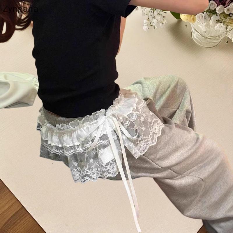 Zyngana Deeptown สไตล์เกาหลีลูกไม้กระโปรงผู้หญิง Elegant Sweet Lolita กระโปรงสั้นน่ารักเอวสูง Y2k St