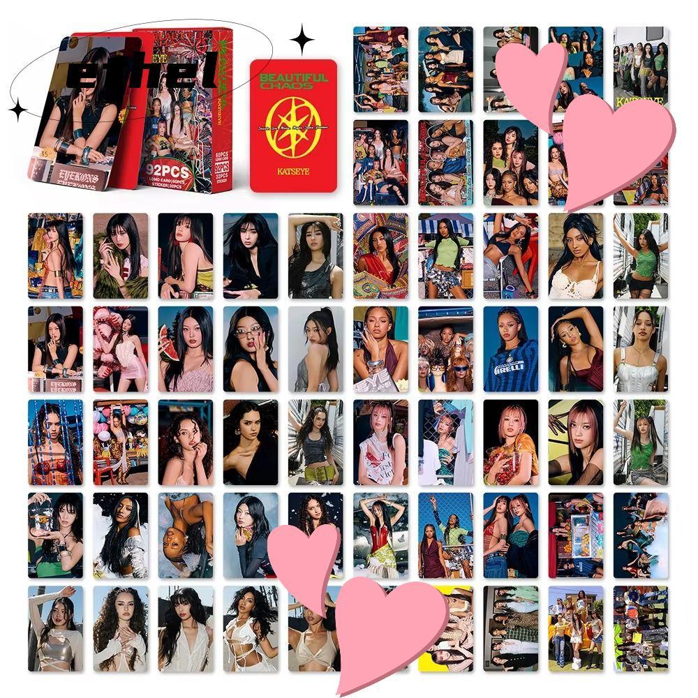 ETHEL 92 ชิ้น/เซ็ต KATSEYE การ์ดรูปถ่าย Lomo, BEAUTIFULCHAOS HD พิมพ์ KATSEYE อัลบั้ม LOMO การ์ด, พร