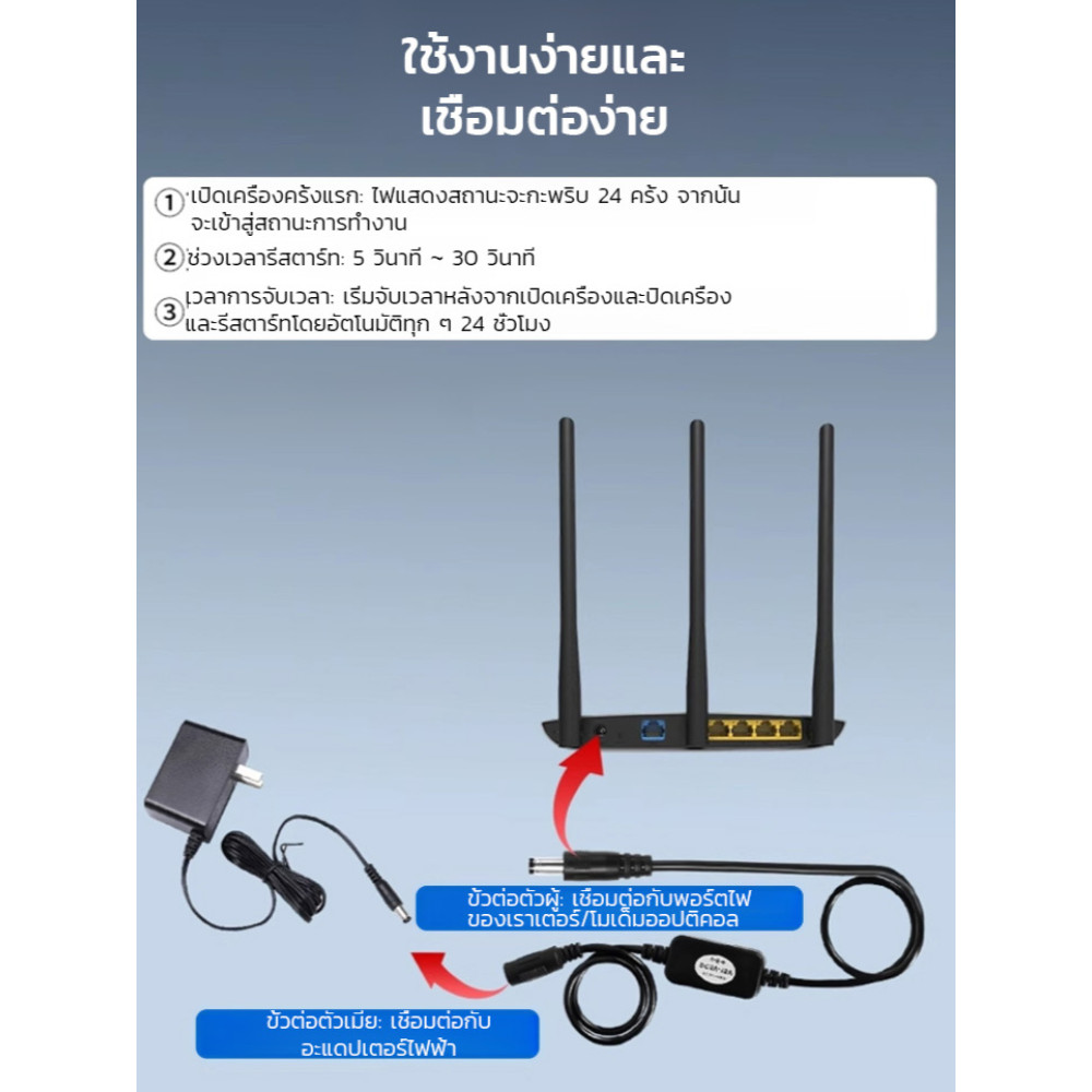 🔥สินค้าขายดี🔥สายเคเบิลรีสตาร์ทเราเตอร์ปิดเครื่องอัตโนมัติ 72 ชั่วโมง ตัวควบคุมการรีสตาร์ทเราเตอร์ โมเด็ม WiFi ปิดเครื่องอัตโนมัติ 72 ชั่วโมง สวิตช์รีเซ็ตสายเคเบิล การเชื่อมต่อเครือข่าย สายไฟ ตัวเชื่อมต่อไฟ - รูปที่ 2