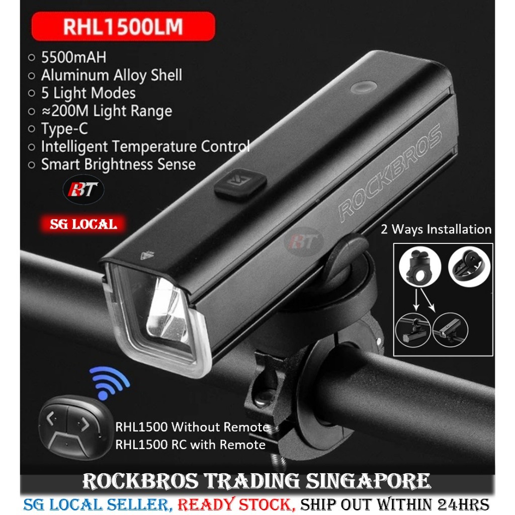 SG RockBros light 1500lm Bicycle light Bicycle front light bicycle head light rechargeable LED light