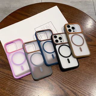 ป้องกันลายนิ้วมือหน้าต่างขนาดใหญ่ frosted Magnetic hard Case สําหรับ iPhone 17 16 15 14 13 12 11 Pro Max Plus Air casing ฝาครอบแม่เหล็กสําหรับ iPhone17 กรณี
