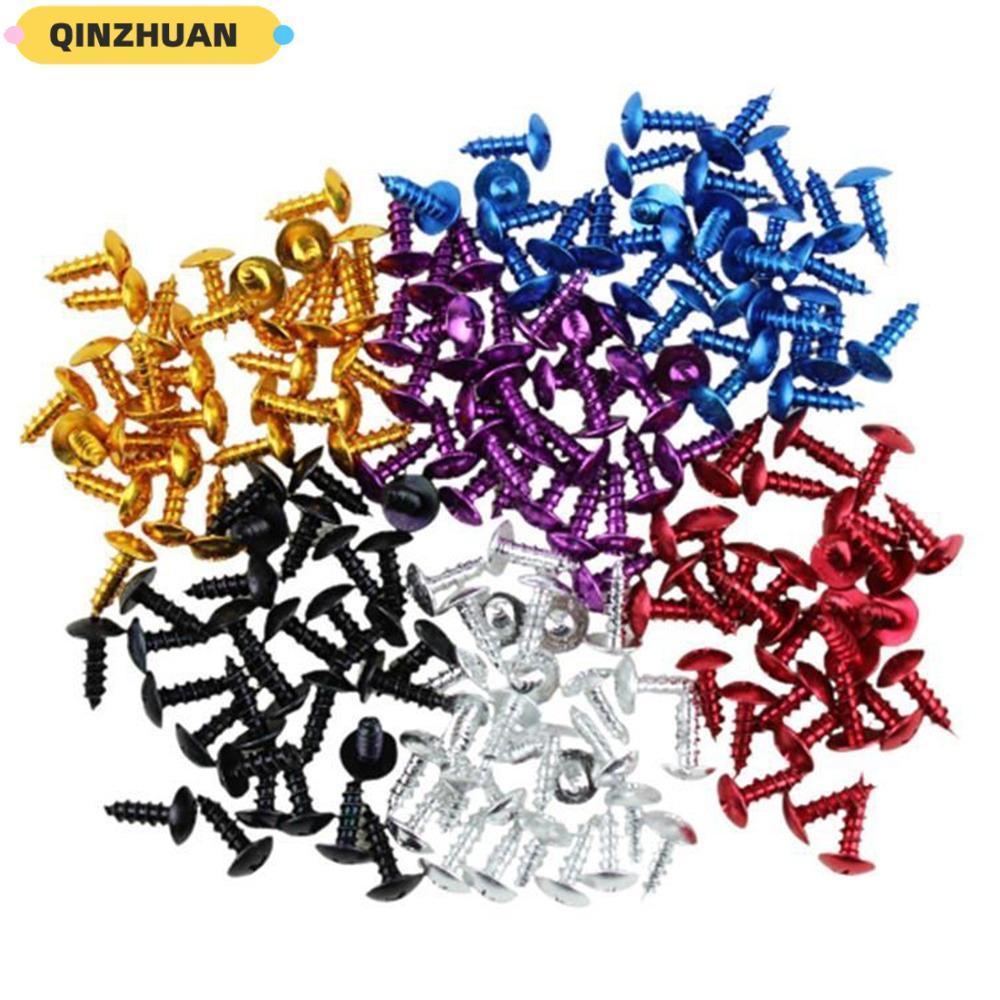 QINZHUAN 30 ชิ้นสกรูแตะตัวเอง, สีสัน M5x16 ชุดสลักเกลียวตกแต่ง, ซ่อมร่างกายอลูมิเนียมอัลลอยด์สกรูรถจักรยานยนต์สากลสําหรับการปรับเปลี่ยนรถจักรยานยนต์