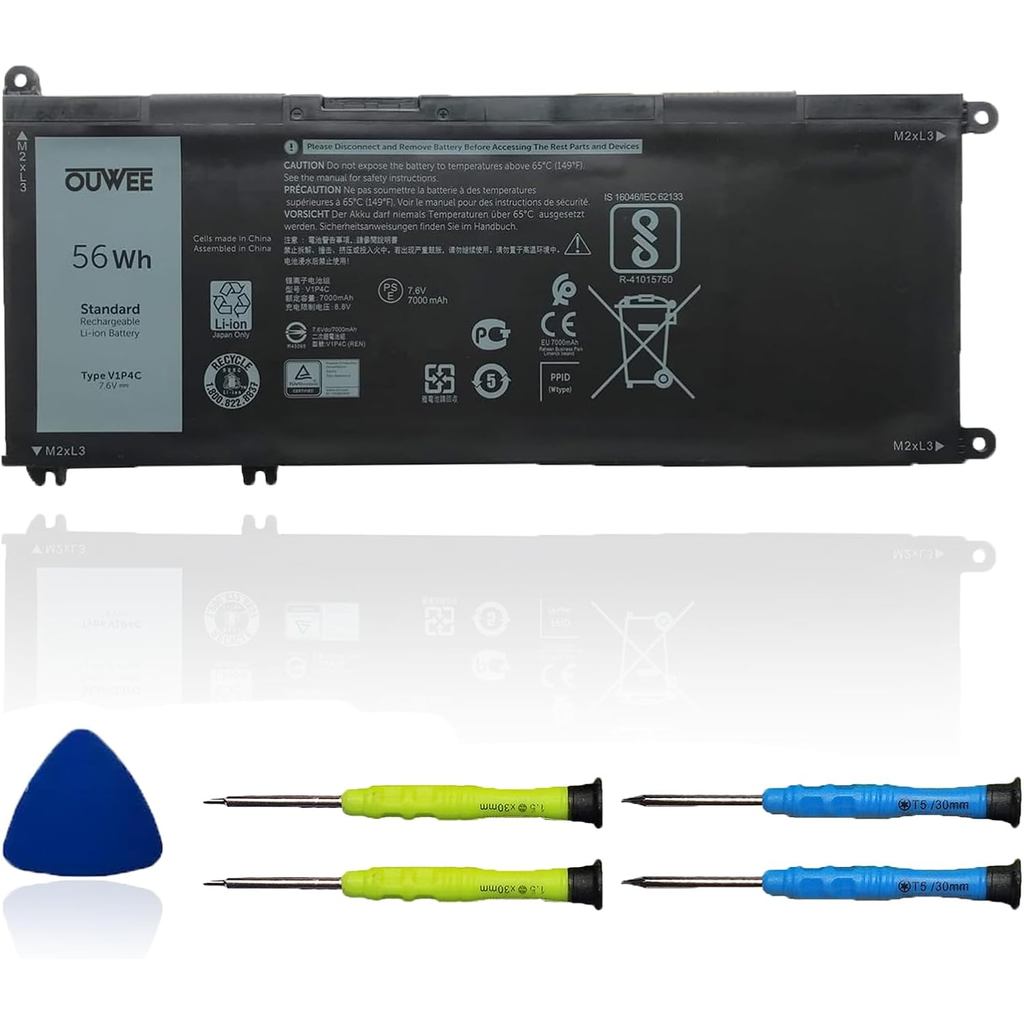 V1P4C แบตเตอรี่แล็ปท็อปใช้งานร่วมกับ Dell Chromebook 13 3380 Inspiron Chromebook 14 7486 Series โน้ต