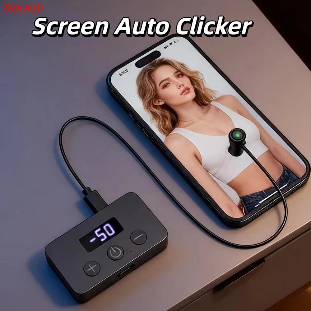 ROUND Screen Auto Clicker, Multi Clickheads Phone Tap Auto Clicker อุปกรณ์, สีดําต่อเนื่องปรับชาร์จอ