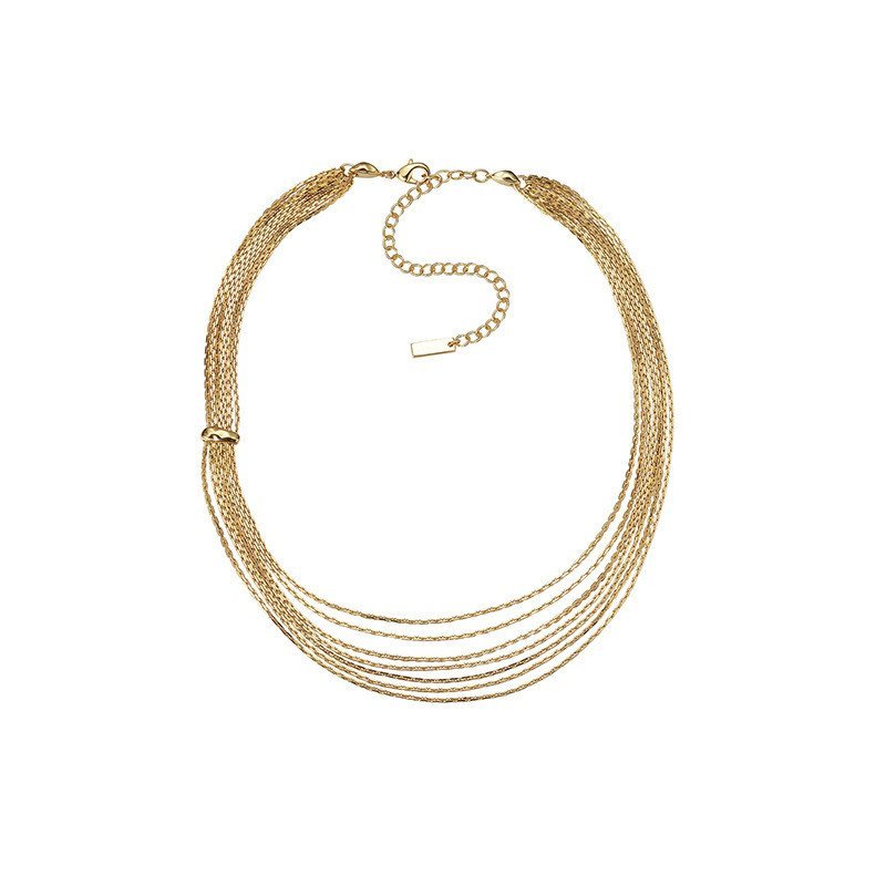 หรูหรา Multi-Layer 18k Gold ผู้หญิงฝรั่งเศสสร้อยคอ Niche-Plated Clavicle CHAIN Double-Layer CHAIN Hi