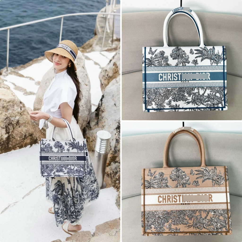 【ก่อนสั่งสอบถาม】ราคา8100 DDD ลายสวย จุของได้มาก กระเป๋าโท้ทผ้าแคนวาสปัก tote bag ขนาด 36x27.5x16.5 c