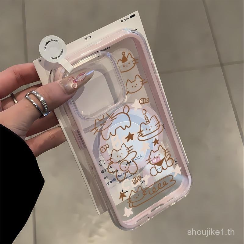 เคสโทรศัพท์ ดีไซน์ถุงลมนิรภัยลูกแมวเค้กเข้ากันได้กับ iPhone 12, 16, 11, 15, 13, 14, 13PRO, 12PROMAX,