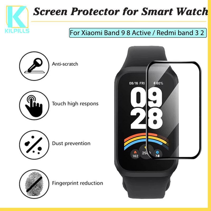 กระจกนิรภัย / ฟิล์มนุ่ม for Mi Band 9 Active / Mi Band 8 Active 3D ฟิล์มป้องกันหน้าจอ for Redmi Band 3 / Redmi Band 2