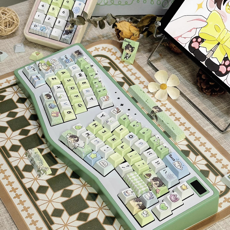 Love และ Deep Space Keycaps ที่กําหนดเอง PBT ระเหิด Cherry/MDA/MOA โปรไฟล์ Keycaps การ์ตูนอะนิเมะจุด