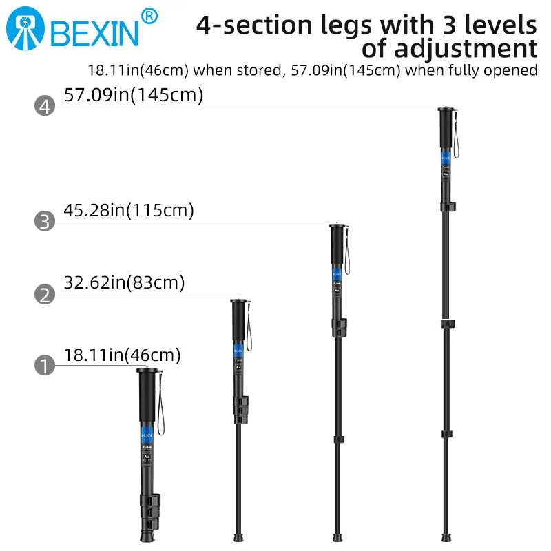 BEXIN P294B Professional อลูมิเนียม Monopod สําหรับ Canon Nikon Sony กล้อง DSLR กล้องวิดีโอ 4 ส่วนการถ่ายภาพ Bracket ราคา ถูกที่สุด ดีลบีเคเค แกลเลอรีภาพที่ 2