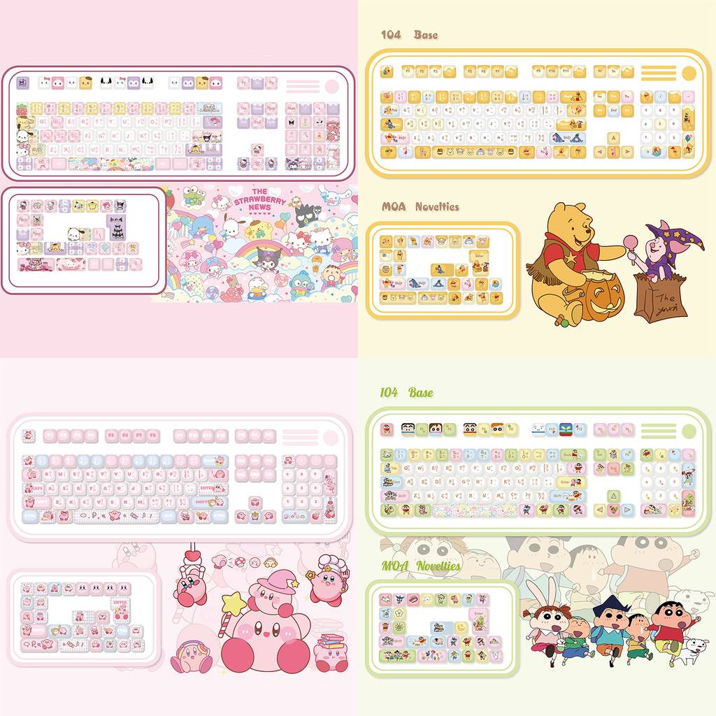 SANRIO การ์ตูนไทย KeycapSanrio Keycaps 130 คีย์ MOA โปรไฟล์ PBT Dye Sub น่ารักรอบ Keycaps Kirby Chik