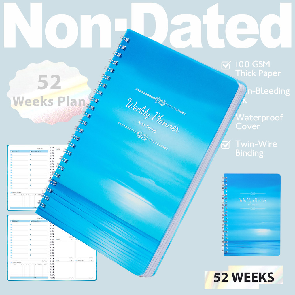 52Weeks Daily Plan Agenda Weekly Planner Coil Schedule Notebook A5 กันน้ําสมุดบันทึกสําหรับนักเรียนแ