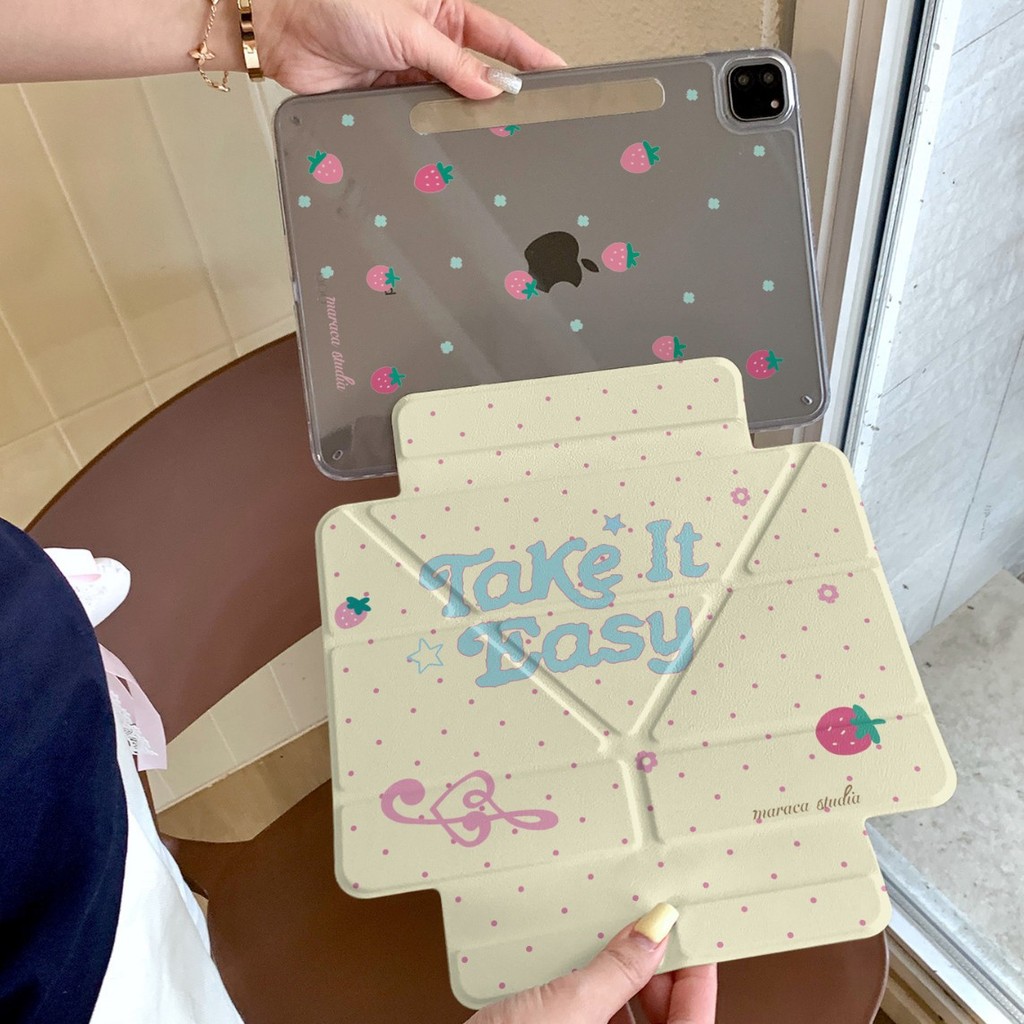 Creative Strawberry iPad air4/5 แท็บเล็ตป้องกันกรณี pro2024 ด้านข้างดูดแยก mini6 High-End Feeling 10
