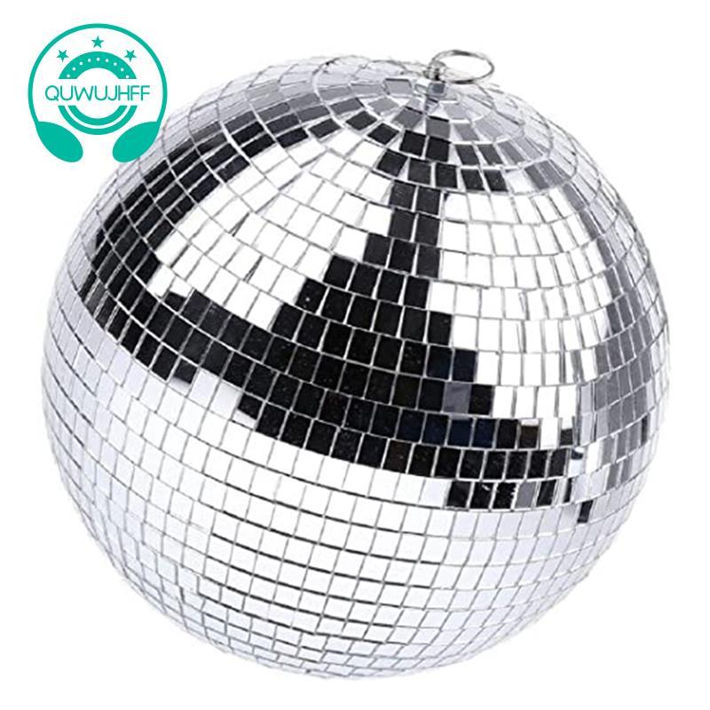 (quwujhff)Silver Mirror Disco Ball Mirror Disco Hanging Ball with Hanging Ring for Light Effect Part