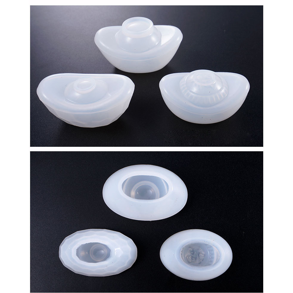 ทองคําเปลว ถ้วยฟอยล์ คริสตัลอีพ็อกซี่ DIY แม่พิมพ์ซิลิโคน Yuanbao Fondant Yuanbao คริสตัล Fuzi Yuanb