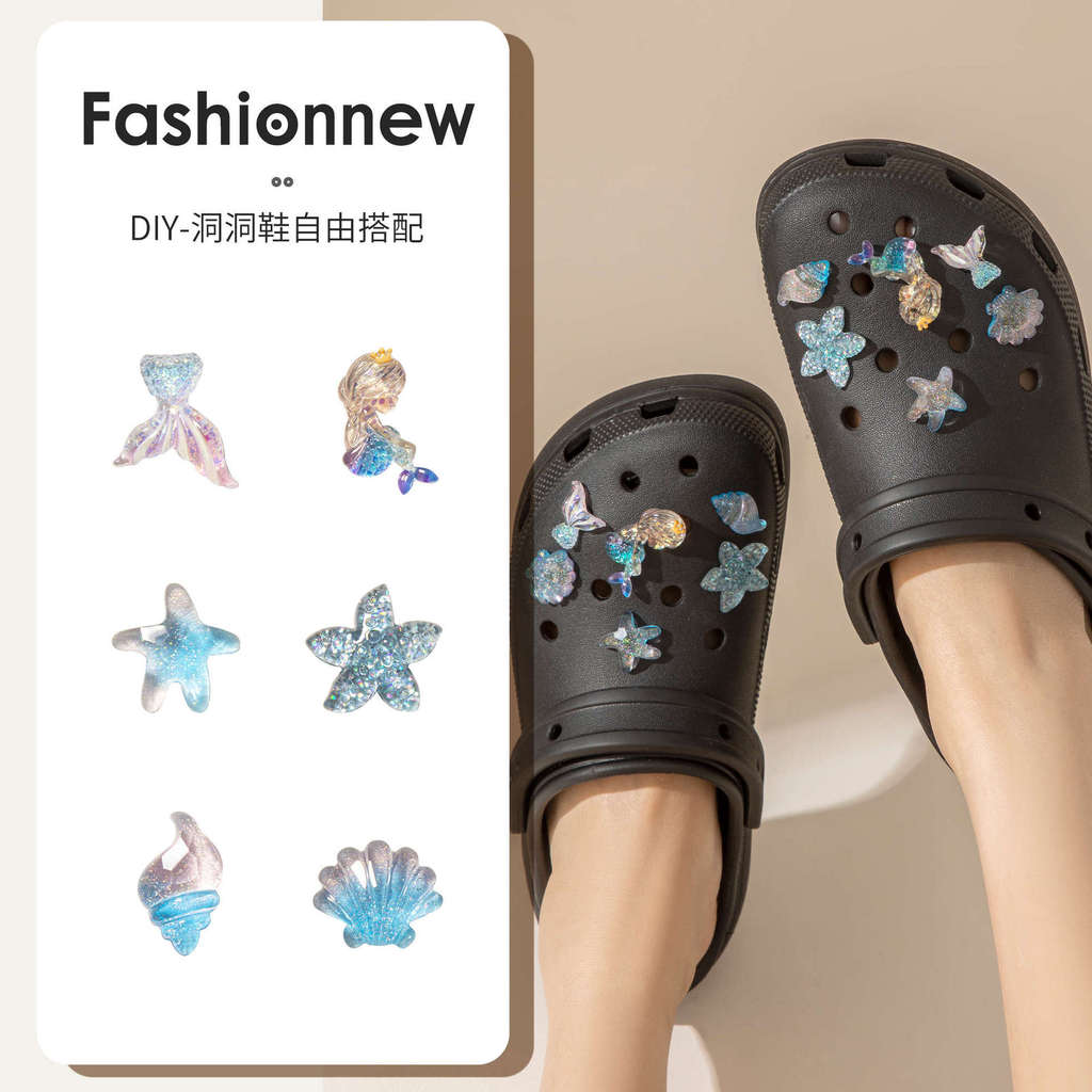 ✨จิ๊บบิทคริสตัลใส จิ๊บบิทเงือกทะเล ตัวติดรองเท้าCrocs แบบDIY 8XMO